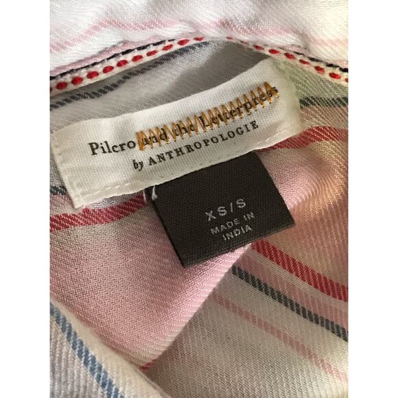 Pilcro Anthropologie The Boyfriend Striped Oversized Button Down Top XS/S - Picture 9 of 11